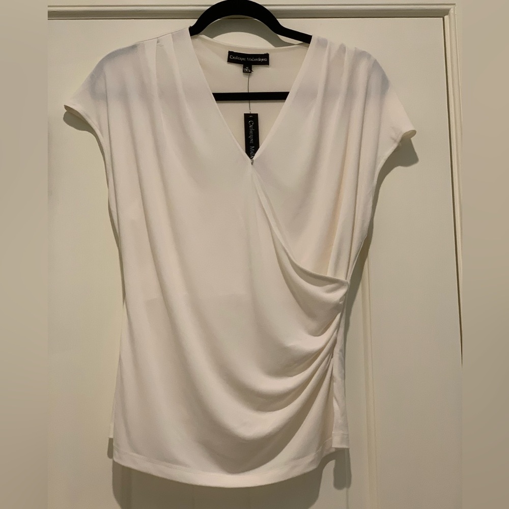 Catherine Malandrino| NWT Medium Ivory Faux-Wrap Blouse